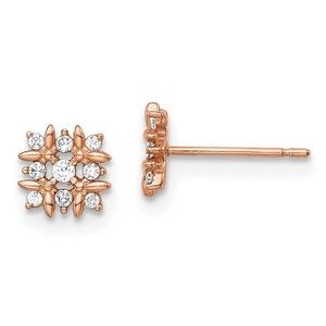 14k Madi K Children's Kids Girls Jewelry Rose Gold Fancy CZ Earrings